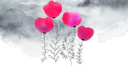 blommor och grå moln