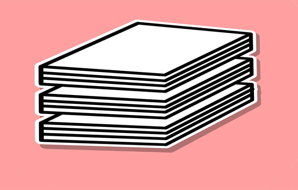 illustration av flera trycksaker i en hög
